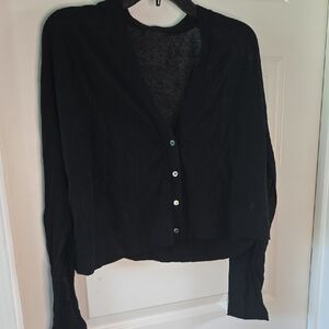 ATM Anthony Thomas Melillo Black Cardigan Sweater V-Neck